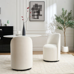 Set Of 1 Upholstered Kitchen & Dining Room Barrel Chair, Mid Century Modern Round Velvet Dining Chair, 360 Degree Swivel Comfy Armless Accent Makeup Vanity Side Chair for Bedroom Living Room