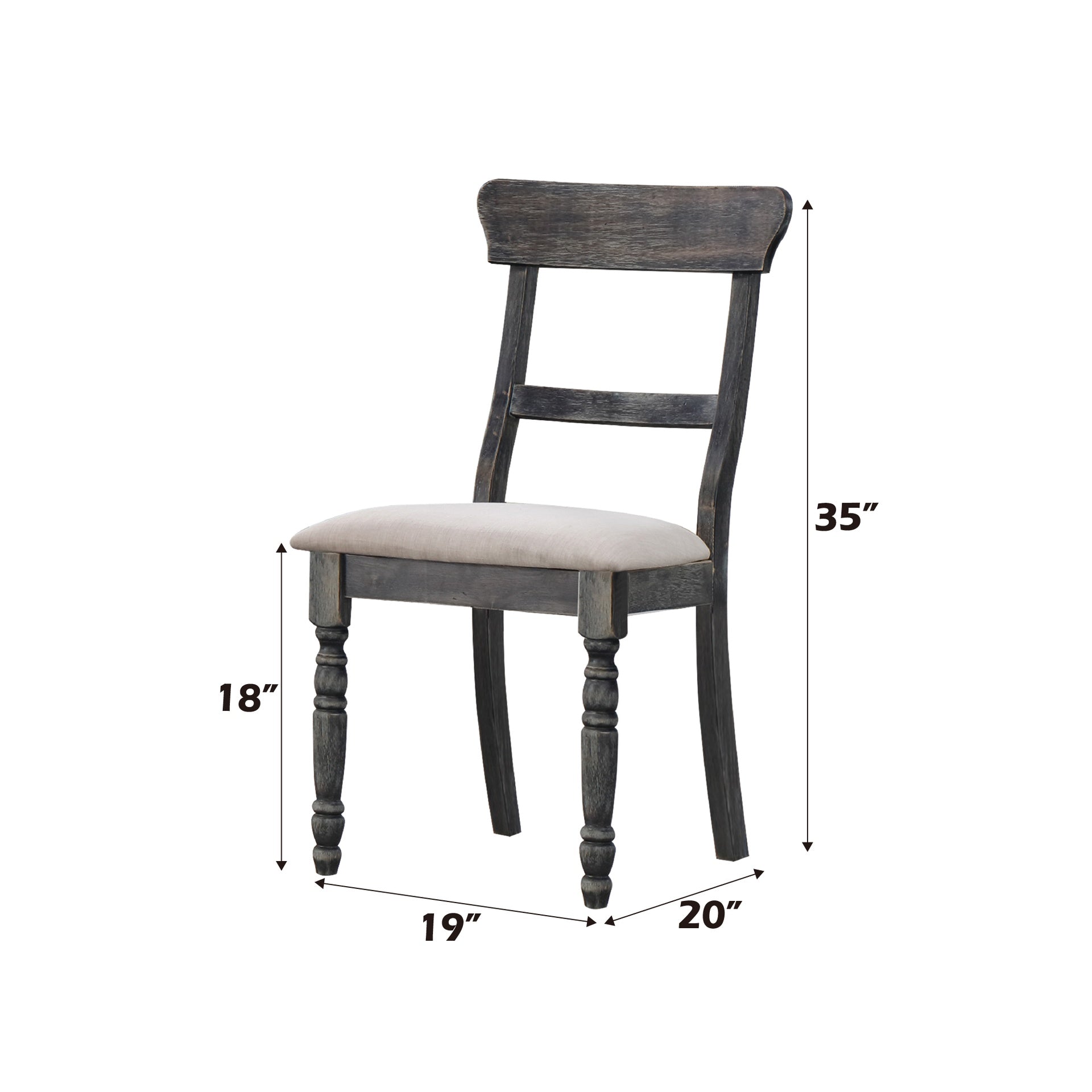 Leventis Light Brown Linen Weathered Gray Finish Side Chair (Set of 2)