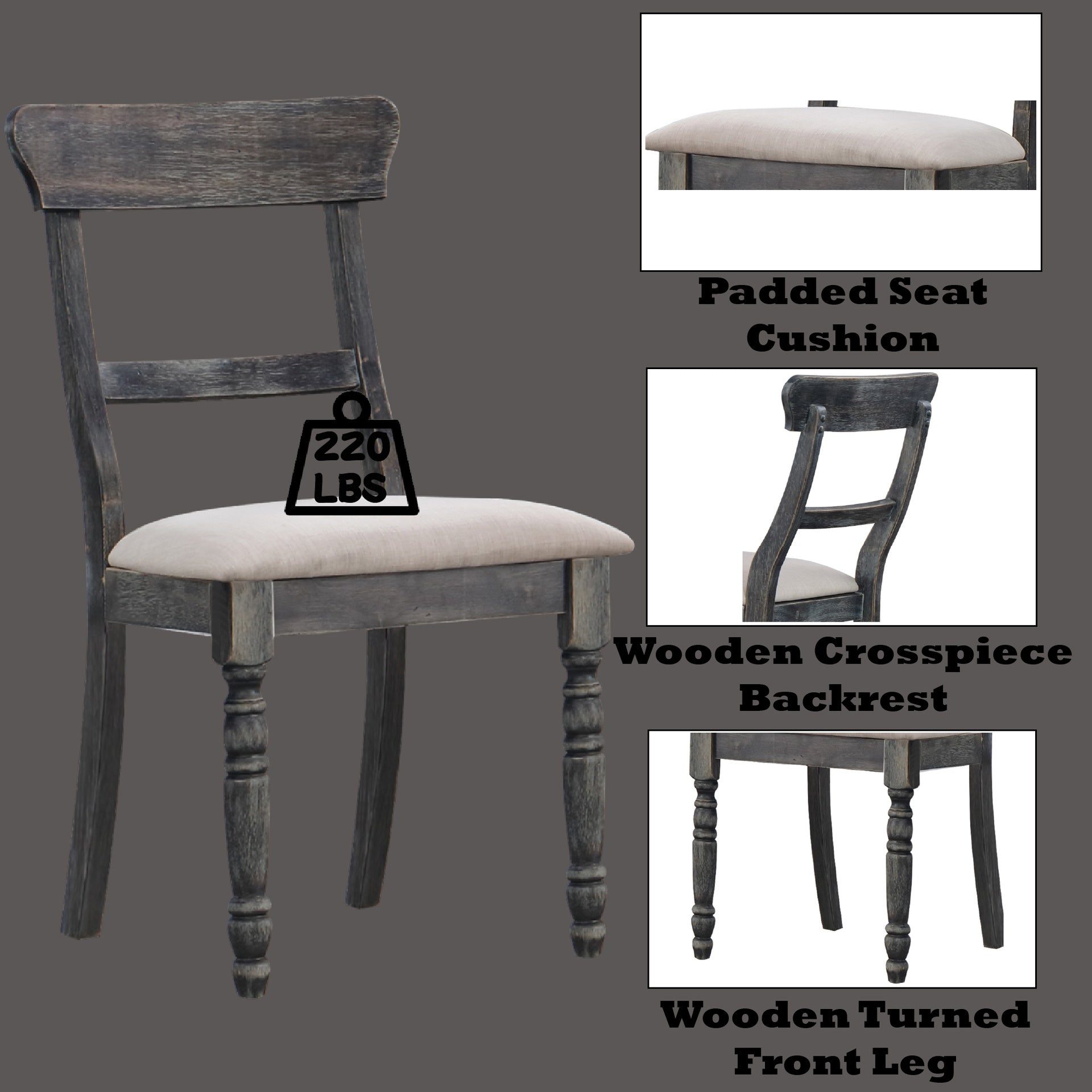 Leventis Light Brown Linen Weathered Gray Finish Side Chair (Set of 2)