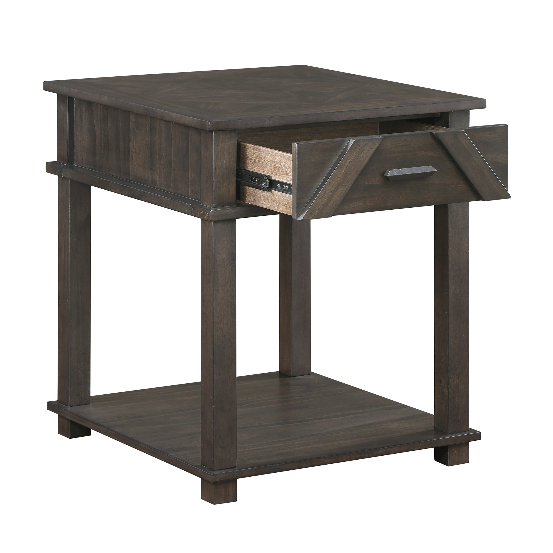 Traditional Rustic End Table with Storage Brown Finish Durable Wood Living Room Furniture 1pc Side Table