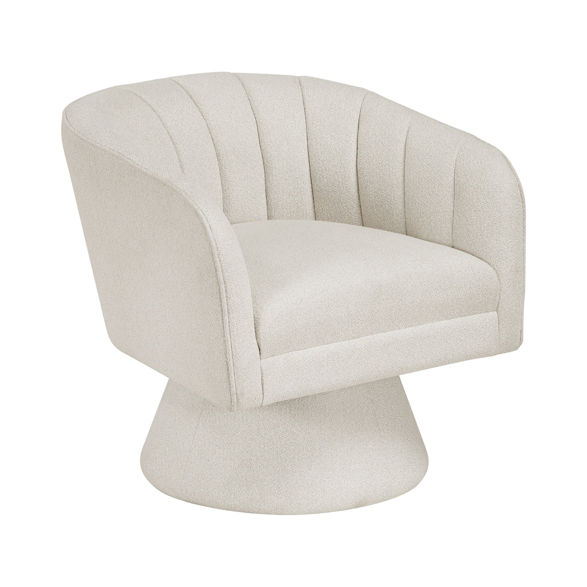 1pc Modern Swivel Accent Chair Beige Boucle Upholstery Solid Wood Foam Seat Cushion Unique Style Comfort Home Furniture