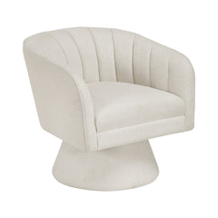 1pc Modern Swivel Accent Chair Beige Boucle Upholstery Solid Wood Foam Seat Cushion Unique Style Comfort Home Furniture