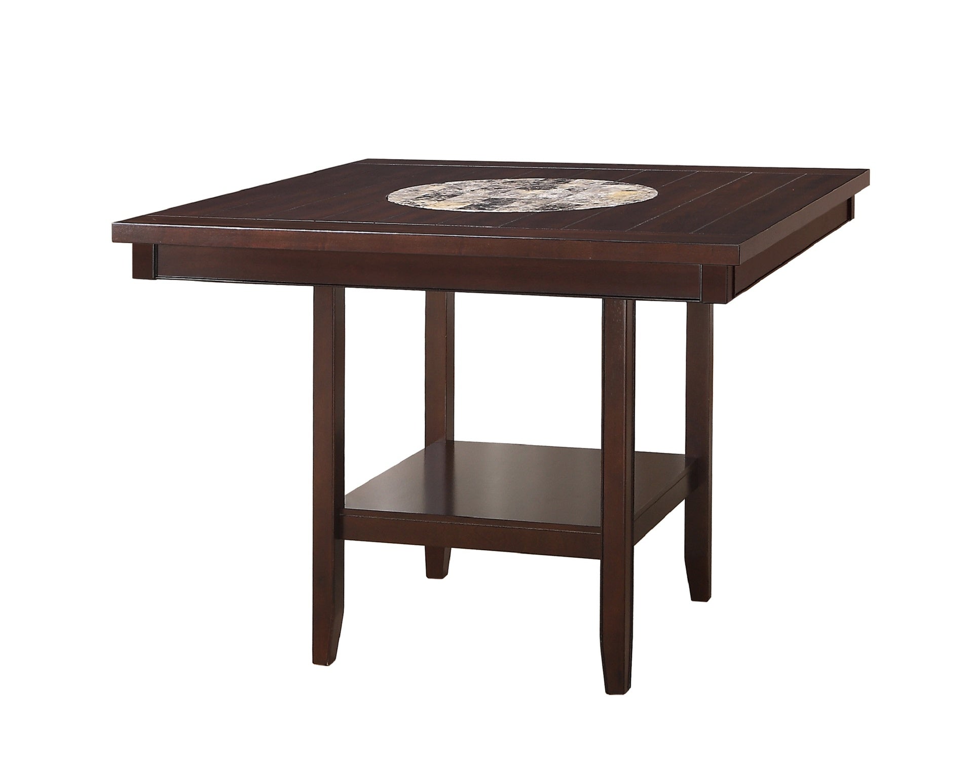 1pc Contemporary Transitional Counter Height Dining Table with 20-Inch Lazy Susan Rich Dark Brown Finish Wooden Wood Veneers Solid Wood Dining Room Furniture
