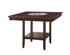 1pc Contemporary Transitional Counter Height Dining Table with 20-Inch Lazy Susan Rich Dark Brown Finish Wooden Wood Veneers Solid Wood Dining Room Furniture