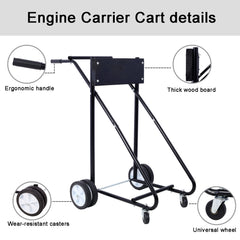 Outboard Boat Motor Stand, Engine Carrier Cart Dolly for Storage, 315lbs Weight Capacity, w/Wheels (black)