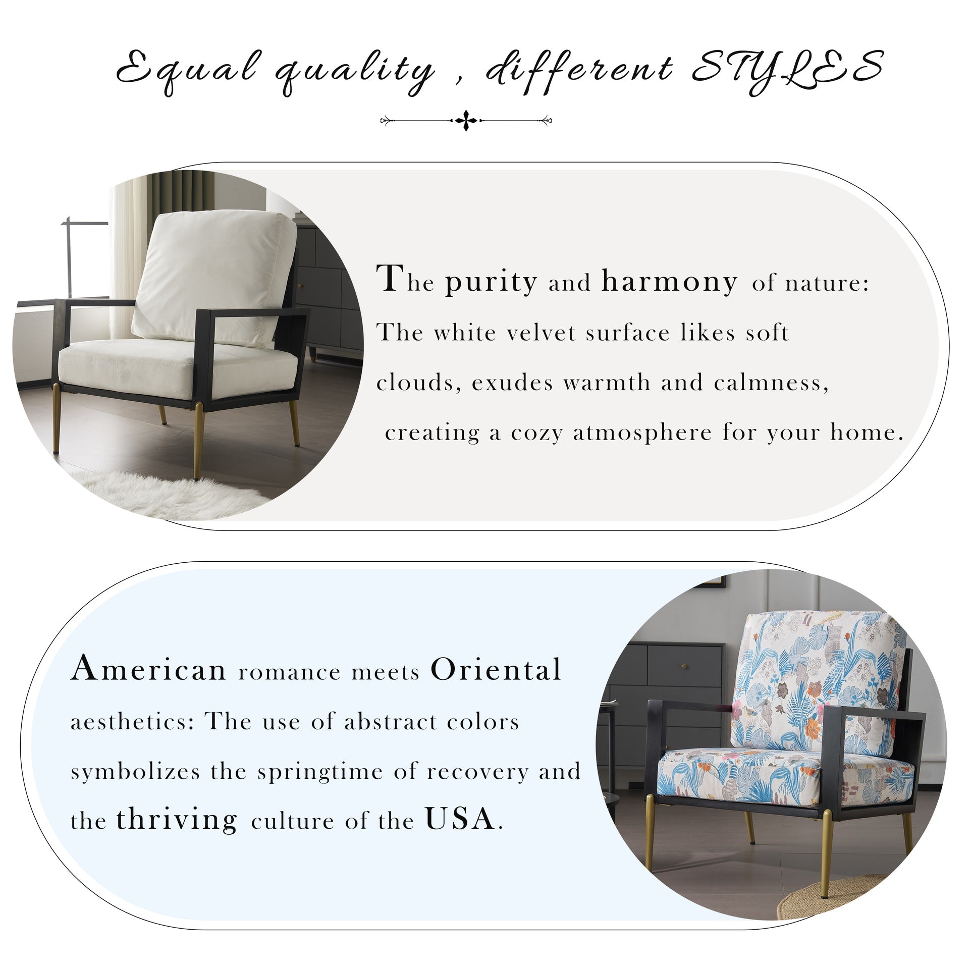 Upholstered  Accent Chair, Velvet Lounge Arm Chair with Solid Wood Frame, Living Room Chairs with Metal Legs for Reading Chair for Balcony, Living Room and Bedroom, White