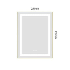 24 x 28 Inch LED Bathroom Mirror with Front and Backlight, Wall Mounted Vanity Mirror with Aluminum Frame, Anti-Fog, Memory, 3 Colors, Stepless Dimmable