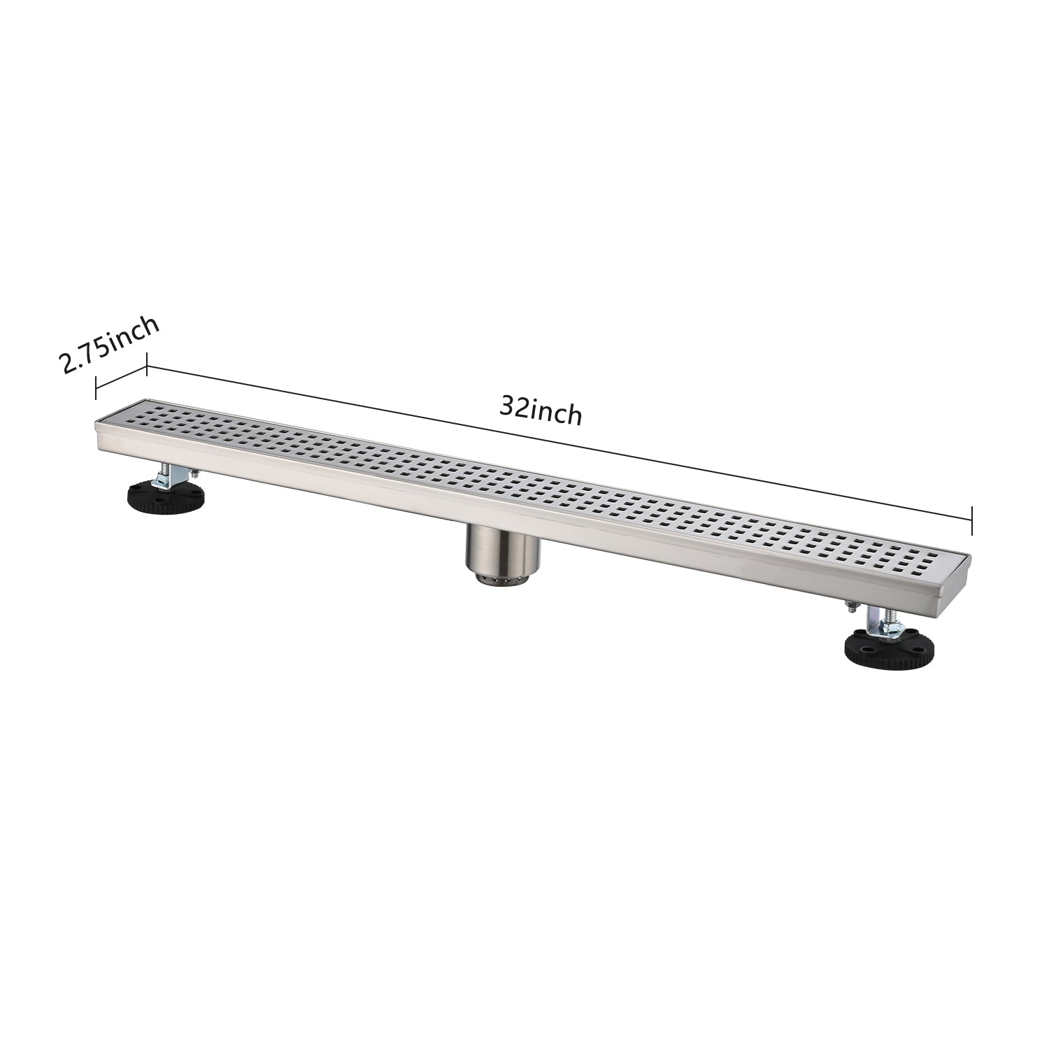 32 Inches Linear Shower Drain, Included Hair Strainer and Leveling Feet