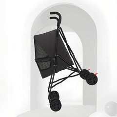 Pet Stroller for Small Dogs Cats with Mesh Ventilation, Lightweight Foldable Design, Cup Holder, Black