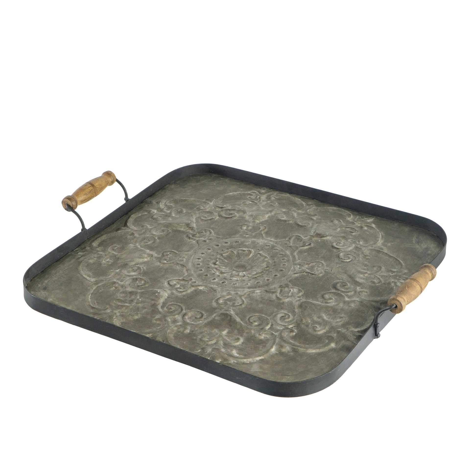 28.7x3.9x24.4" Fabius Iron Tray with Handle, Square