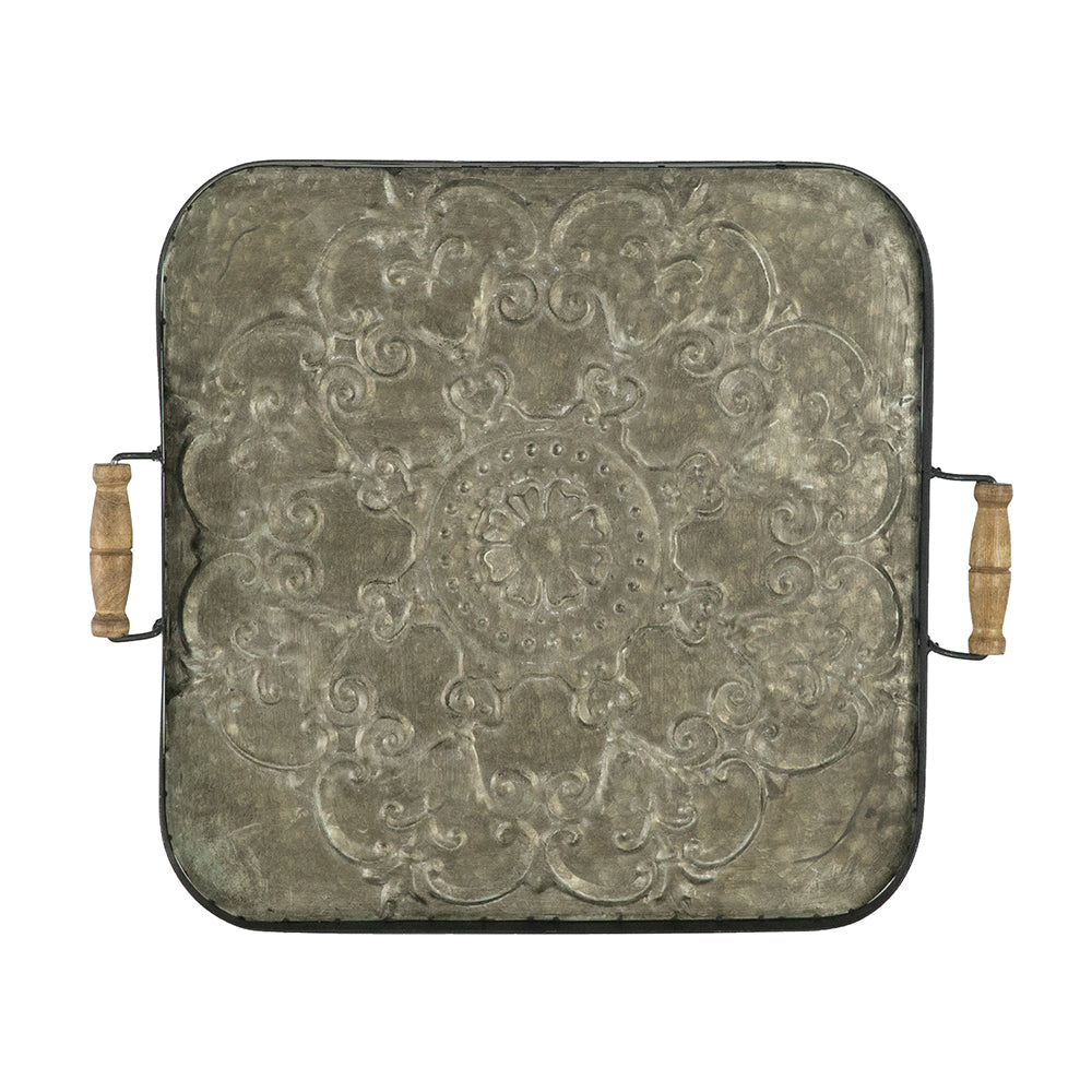 28.7x3.9x24.4" Fabius Iron Tray with Handle, Square