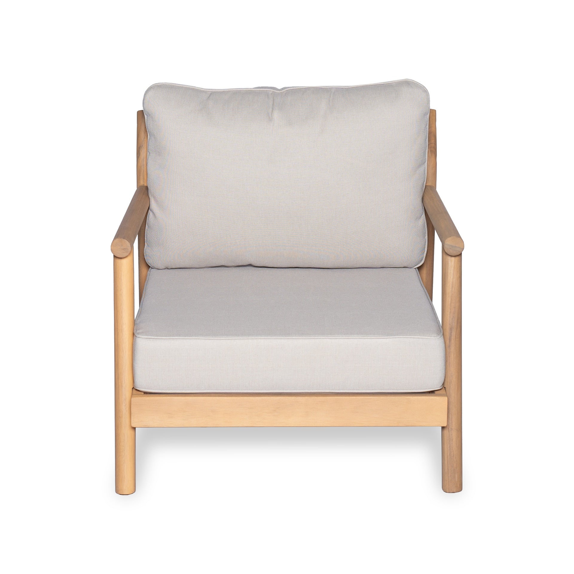 Patio Acacia Wood Club Chair with Water-resistant Cushion, Teak + Beige (1 PC )