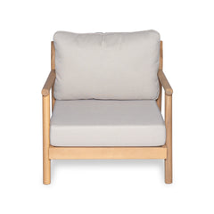 Patio Acacia Wood Club Chair with Water-resistant Cushion, Teak + Beige (1 PC )