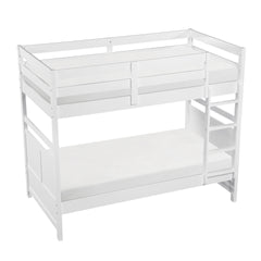 Bunk Bed Twin Over Twin White Finish Sturdy Wood Frame Guard Rails Youth Bedroom Furniture 1pc