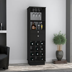 Wenge 12-Bottle 2-Drawer 1-Shelf Bar Cabinet