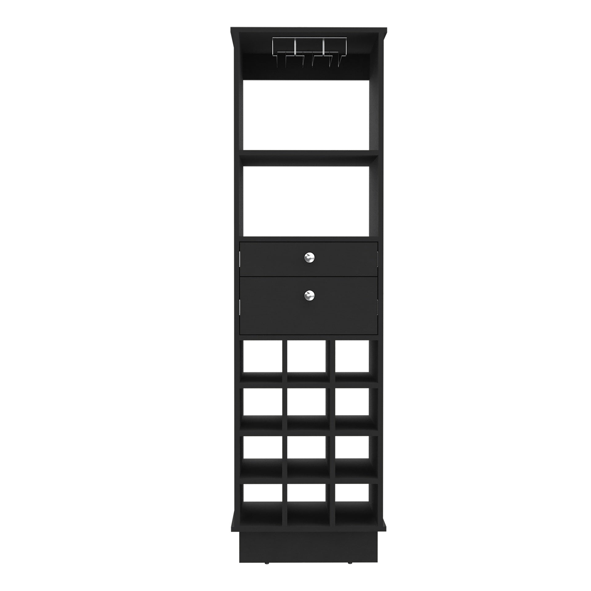 Wenge 12-Bottle 2-Drawer 1-Shelf Bar Cabinet