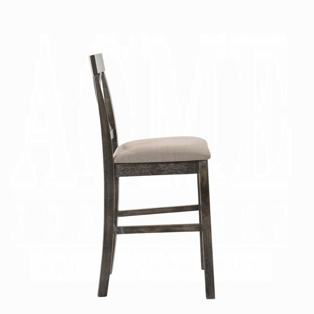 Contemporary Counter Height Chairs Set of 2 Upholstered Seat X-Back Classic Gray Finish Wooden Dining Furniture