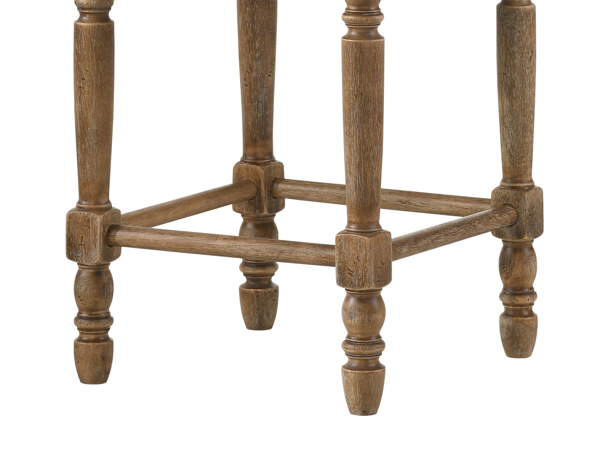 Set of 2pc Counter Height Stools Oak Finish Beige Fabric Seating Nailhead Trim Wooden Traditional Dining Room Furniture