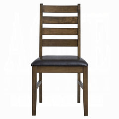 Walnut Finish Solid Rubber Wood Dining Side Chairs Set of 2pc Brown Synthetic Leather Upholstery Kitchen Furniture