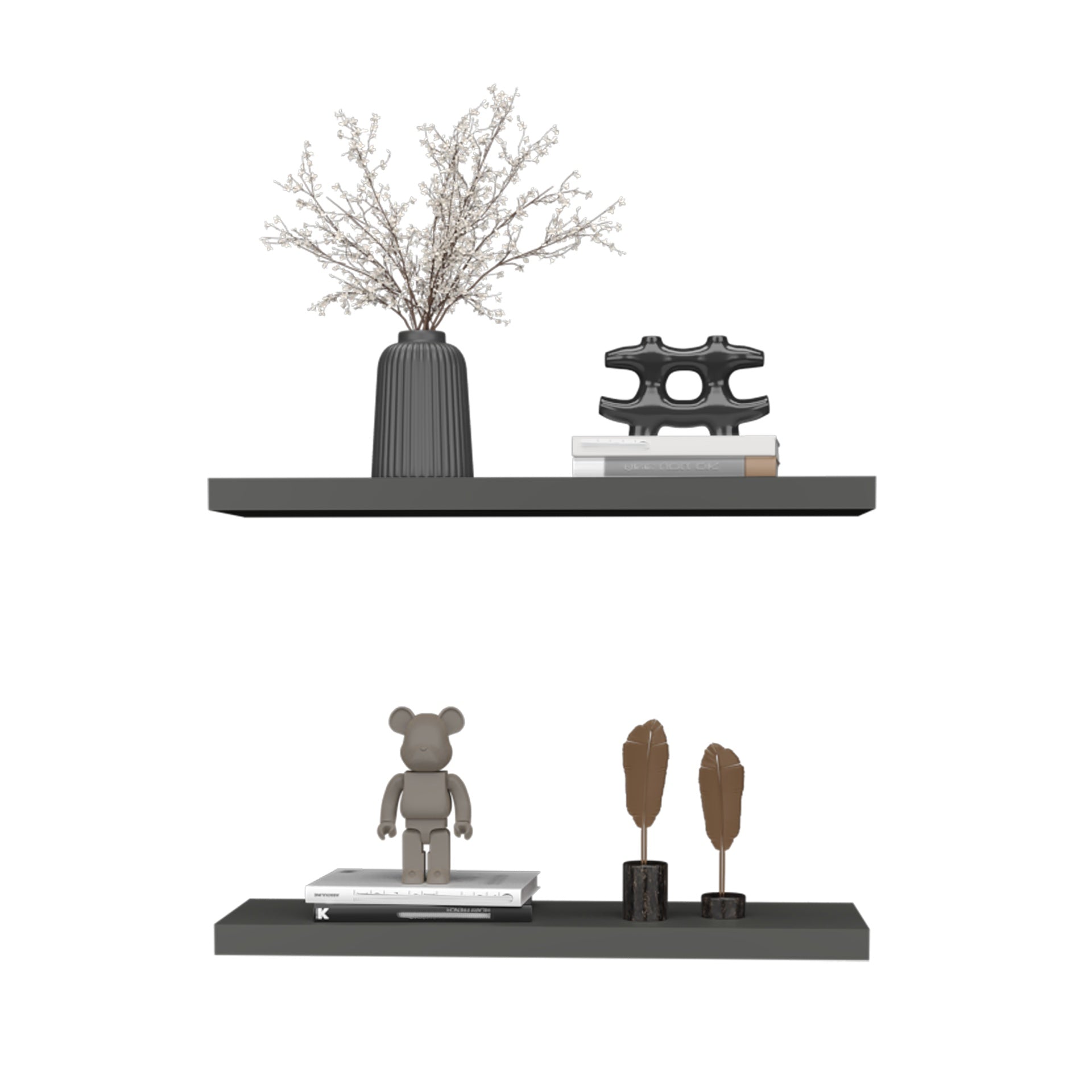 Floating Shelves 1.50" H, 2 Shelves, Matt Gray