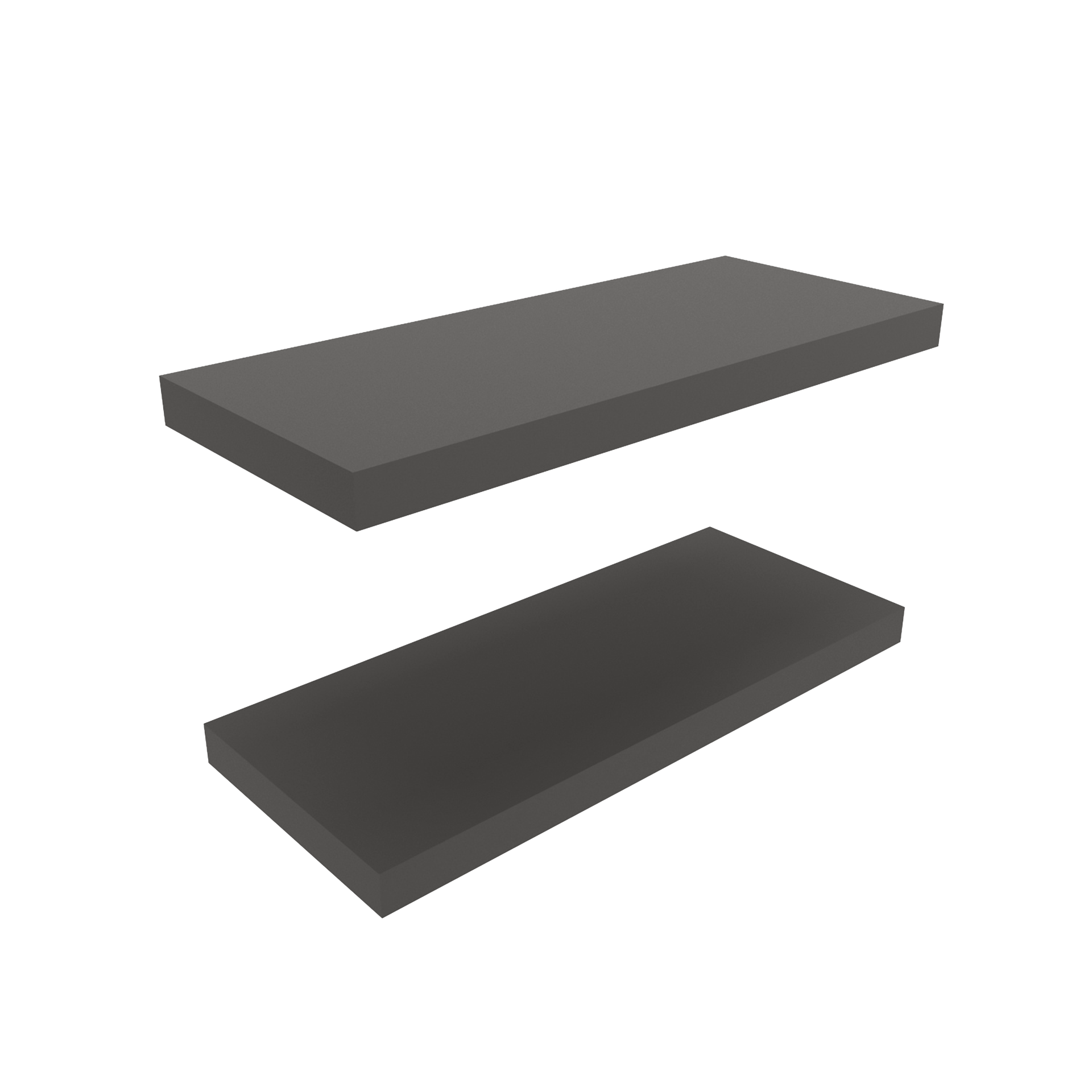 Floating Shelves 1.50" H, 2 Shelves, Matt Gray