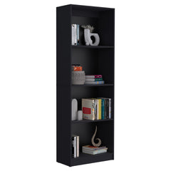 Vinton Bookcase with Spacious Tier-Shelving Design, Black