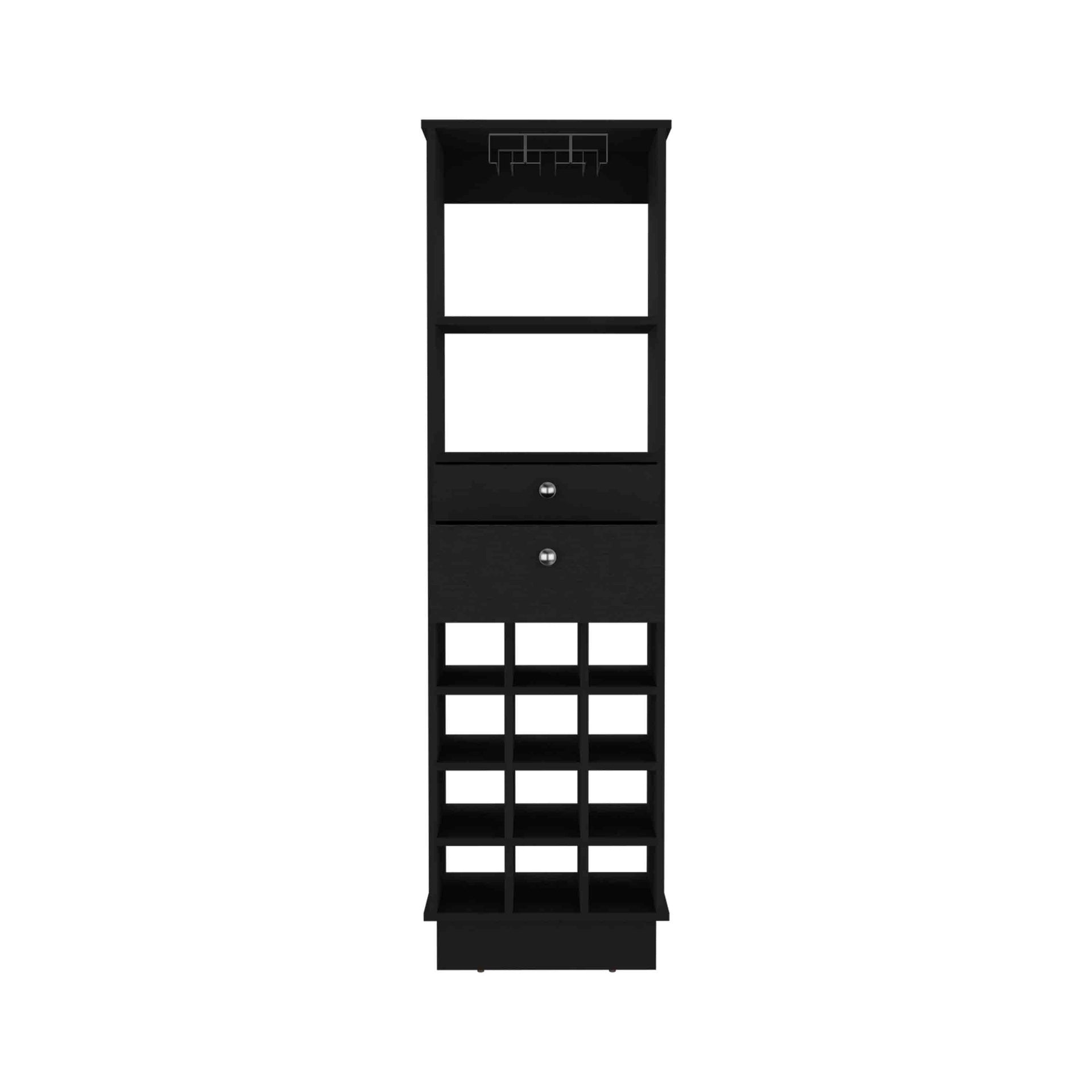 DEPOT E-SHOP Zircon Bar Cabinet Two Drawers, Black