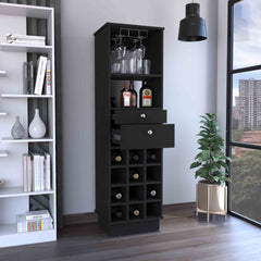 DEPOT E-SHOP Zircon Bar Cabinet Two Drawers, Black