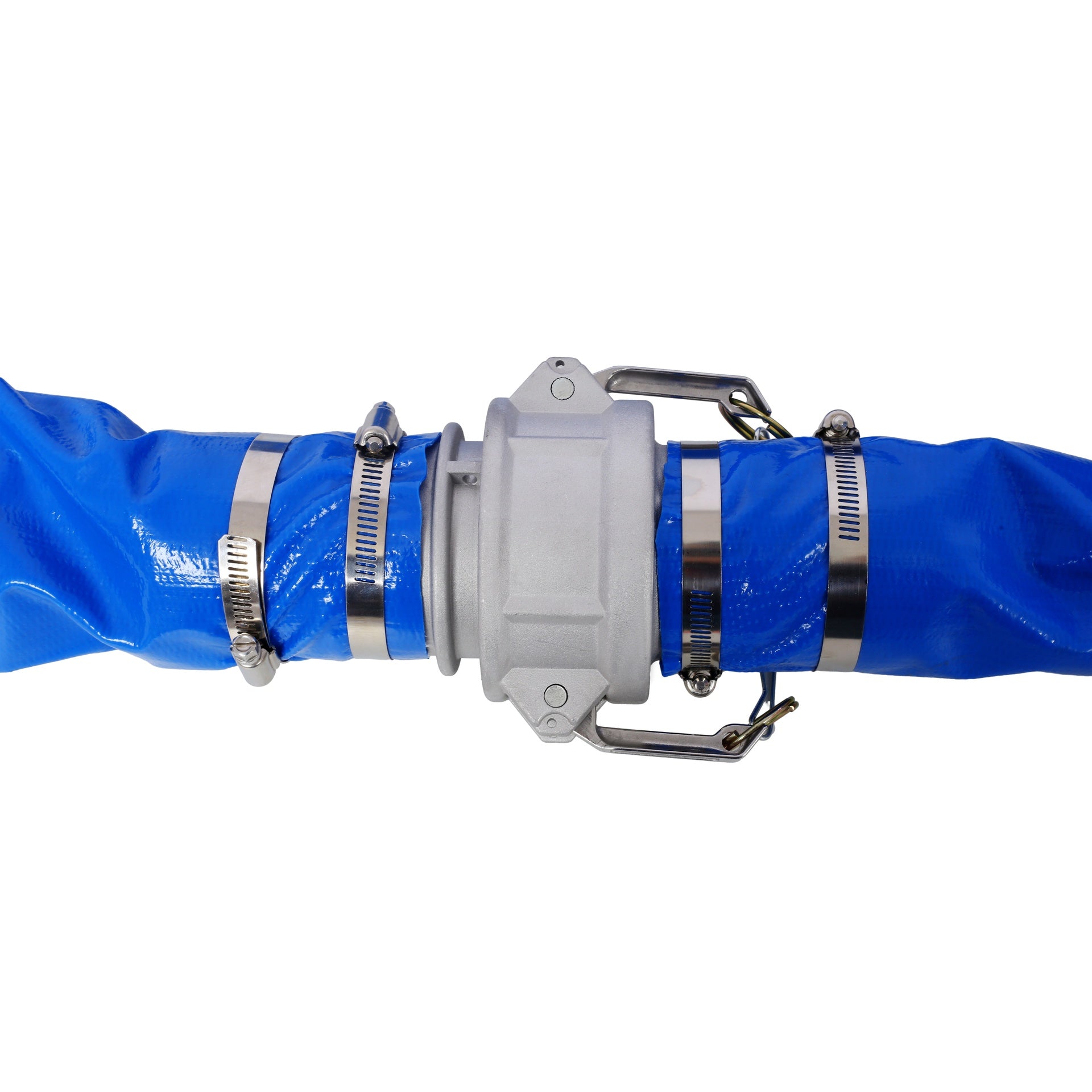 3"X100FT Pool Backwash Hose, Heavy Duty Reinforced Blue PVC Lay Flat Water Discharge Pump Hoses For Swimming Drain Pools and Clean Filters, with Aluminum Camlock C and E Fittings