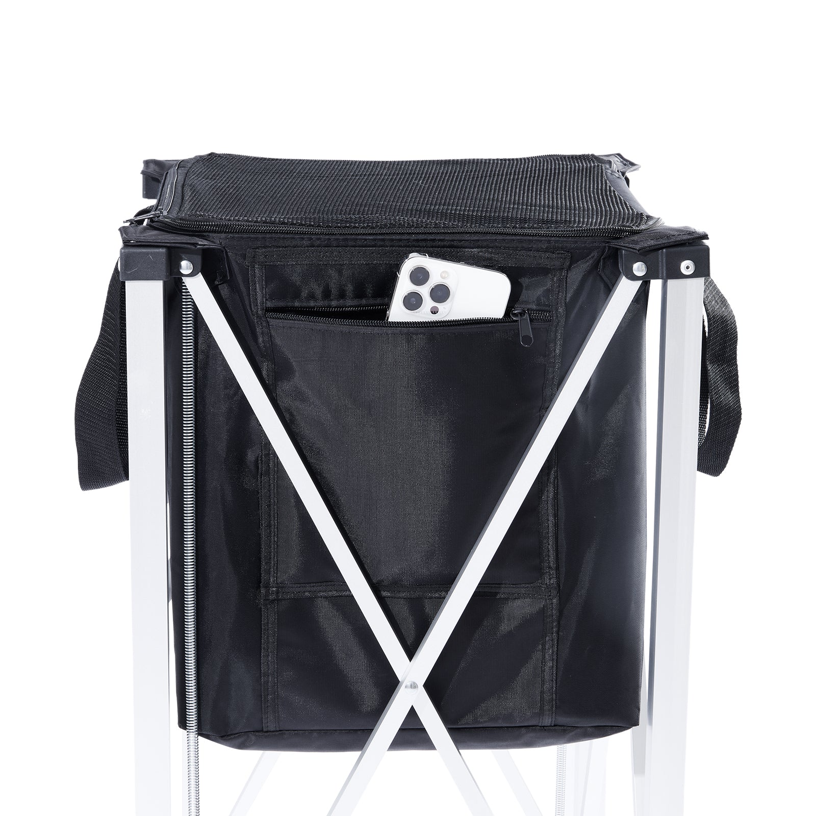 Foldable Tennis Ball Hopper, Holds 180 Tennis Balls, Lightweight Aluminum Alloy Tennis Ball Basket Cart with Wheels, Removable Bag, Carry Bag, Portable Sports Teaching Cart for Tennis Player