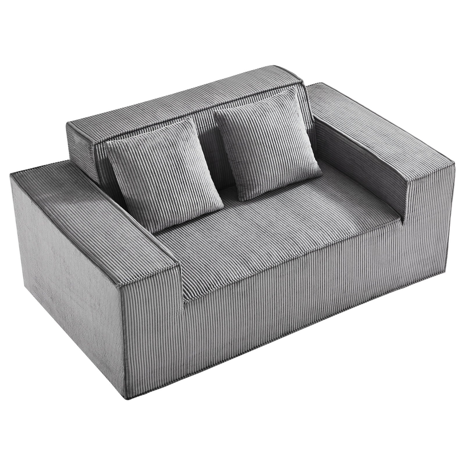 Loveseat Sofa, 63-Inch 2-Seats Couch for Living Room, Modern Small Corduroy Couch with Pocket Springs, Soft Cushions, Comfy Loveseat for Bedroom, Office or Apartment, No Assembly Required, Gray