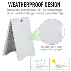 A Frame Sandwich Board Signs Outdoor 22" x 28" Sidewalk Sign with Weighted Tank & Weatherproof Design, White