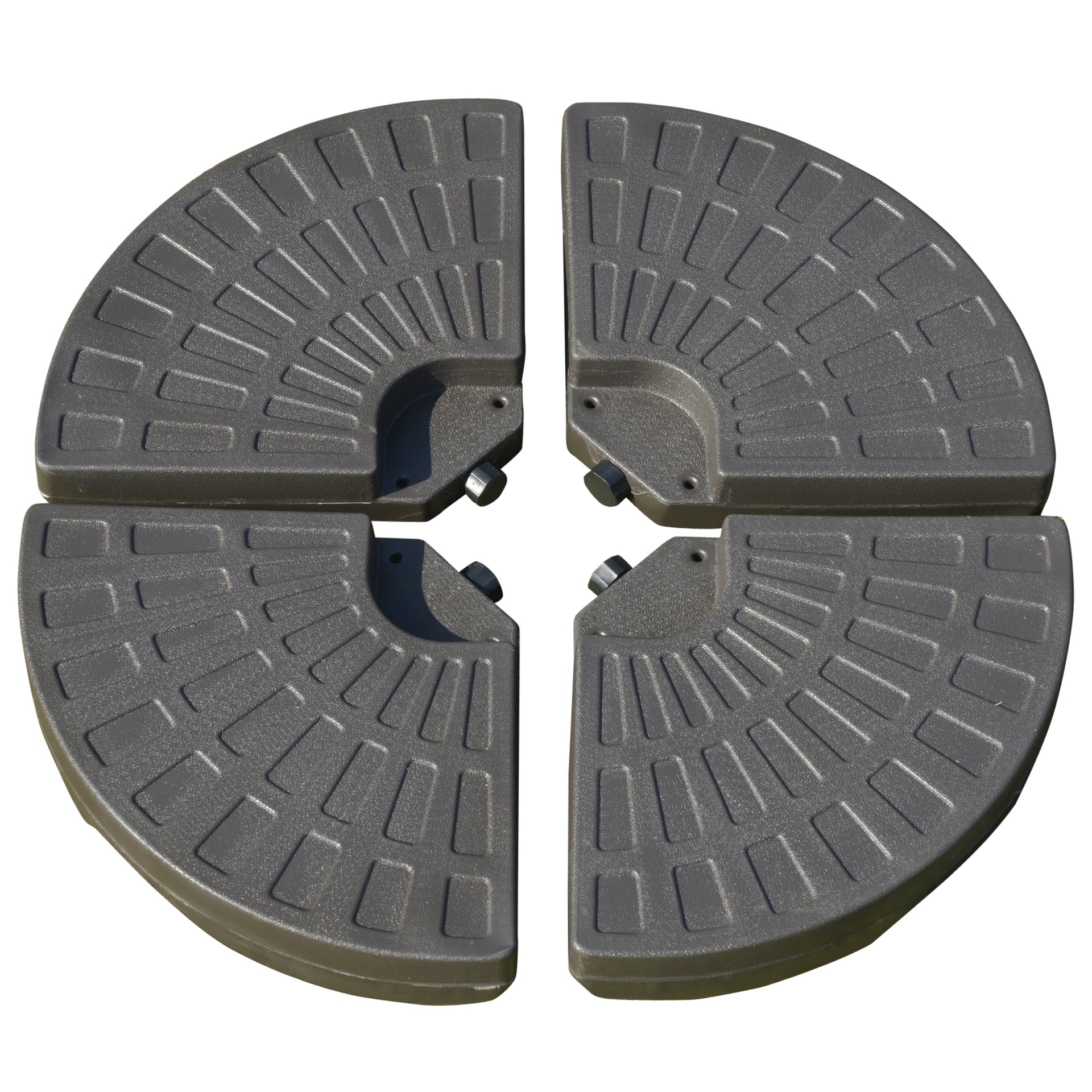 Outsunny 4 Pieces Cantilever Patio Umbrella Base, Fan Shaped Umbrella Weight w/ Built-In Handles & Rugged Material, 148 lbs Water and 220 lbs Water and Sand, Coffee