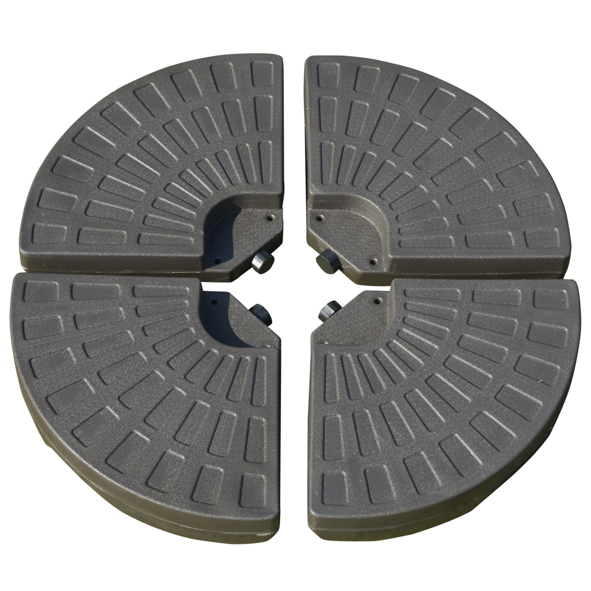 Outsunny 4 Pieces Cantilever Patio Umbrella Base, Fan Shaped Umbrella Weight w/ Built-In Handles & Rugged Material, 148 lbs Water and 220 lbs Water and Sand, Coffee