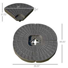 Outsunny 4 Pieces Cantilever Patio Umbrella Base, Fan Shaped Umbrella Weight w/ Built-In Handles & Rugged Material, 148 lbs Water and 220 lbs Water and Sand, Coffee
