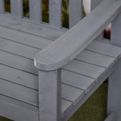 Outsunny 56" Outdoor Wood Bench, 2-Seater Garden Bench with Backrest and Armrest, Patio Bench for Patio, Porch, Poolside, Balcony, Gray