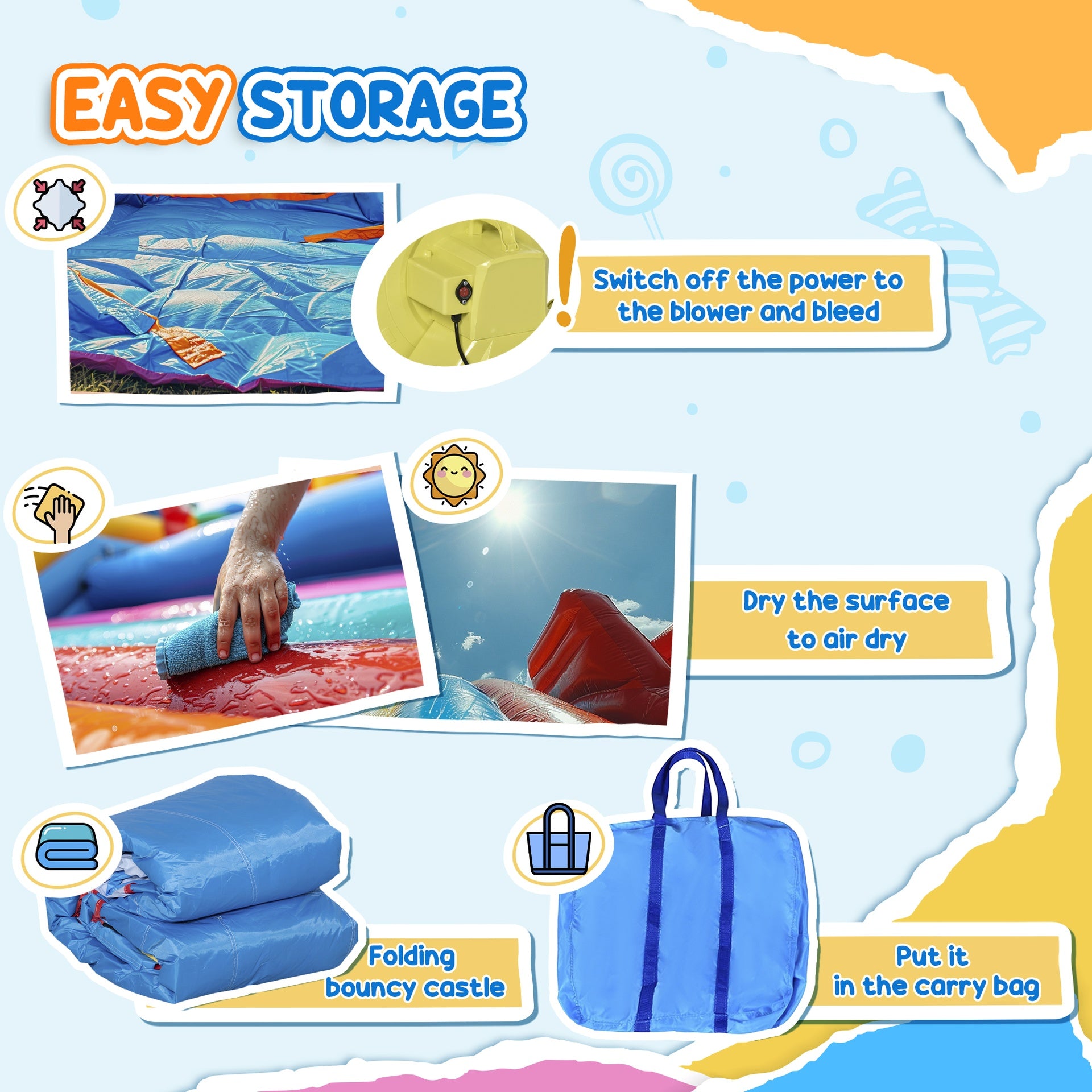 Outsunny 6-in-1 Inflatable Bounce House with Slide, Climbing Wall, Water Cannon, and More, Inflatable Water Slide for Kids with 2 Min. Inflation with Inflator