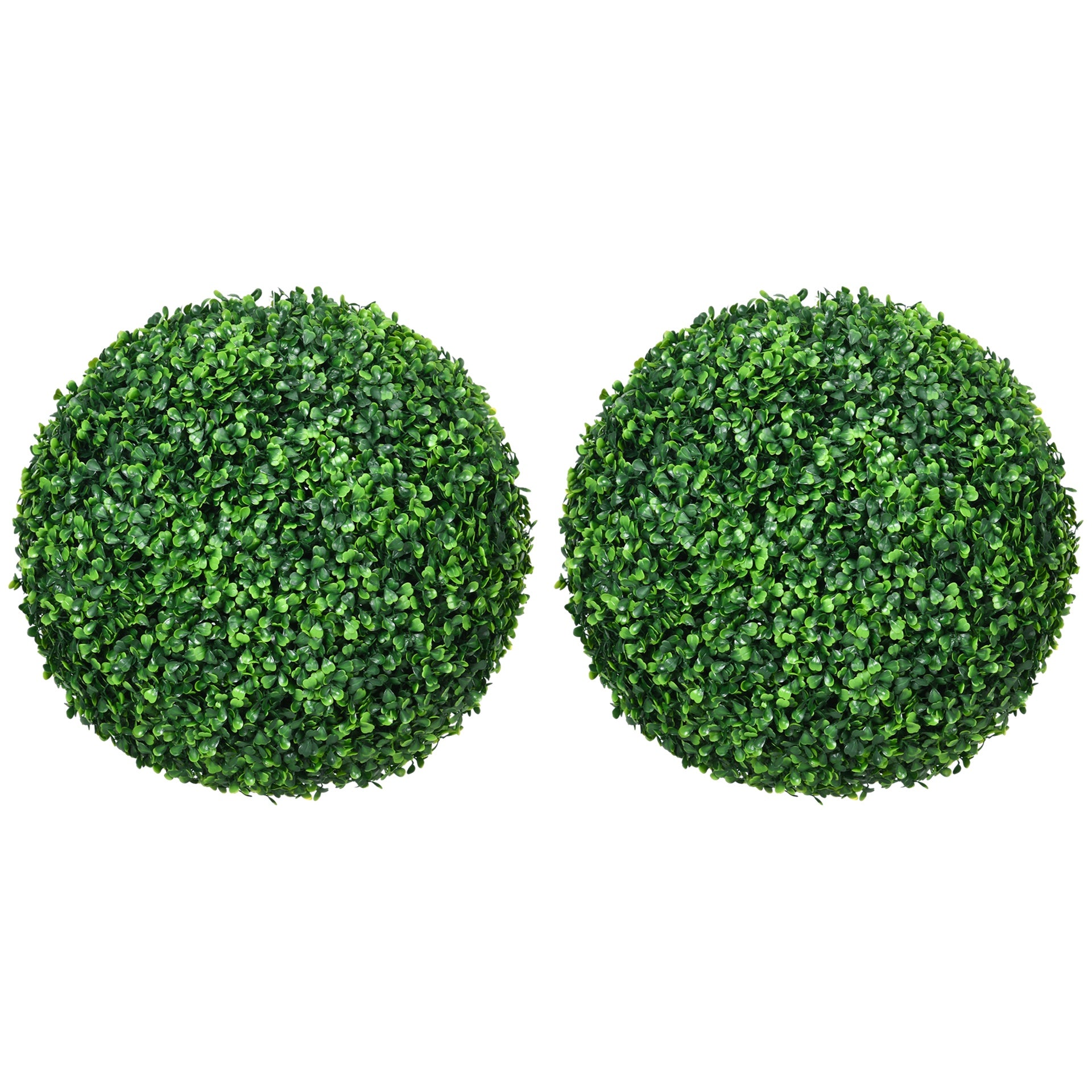HOMCOM Set of 2 15.75 Inch Artificial Ball Boxwood Topiary Trees Balls, Indoor Outdoor Fake Plants for Home, Office & Living Room Decor