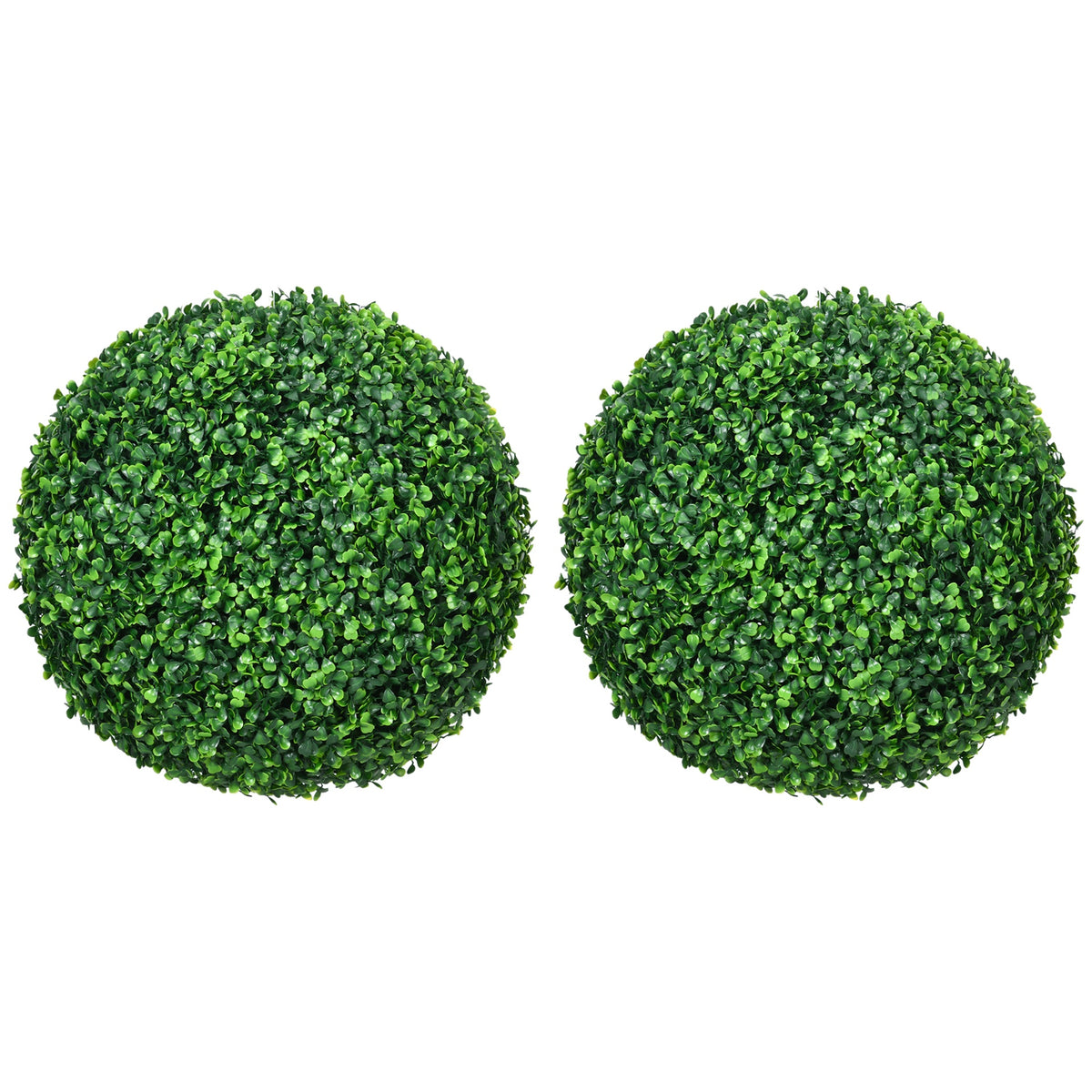 HOMCOM Set of 2 15.75 Inch Artificial Ball Boxwood Topiary Trees Balls, Indoor Outdoor Fake Plants for Home, Office & Living Room Decor
