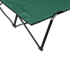 Outsunny 2 Person Folding Camping Cot for Adults, 50" Extra Wide Outdoor Portable Sleeping Cot with Carry Bag, Elevated Camping Bed, Beach Hiking, Green