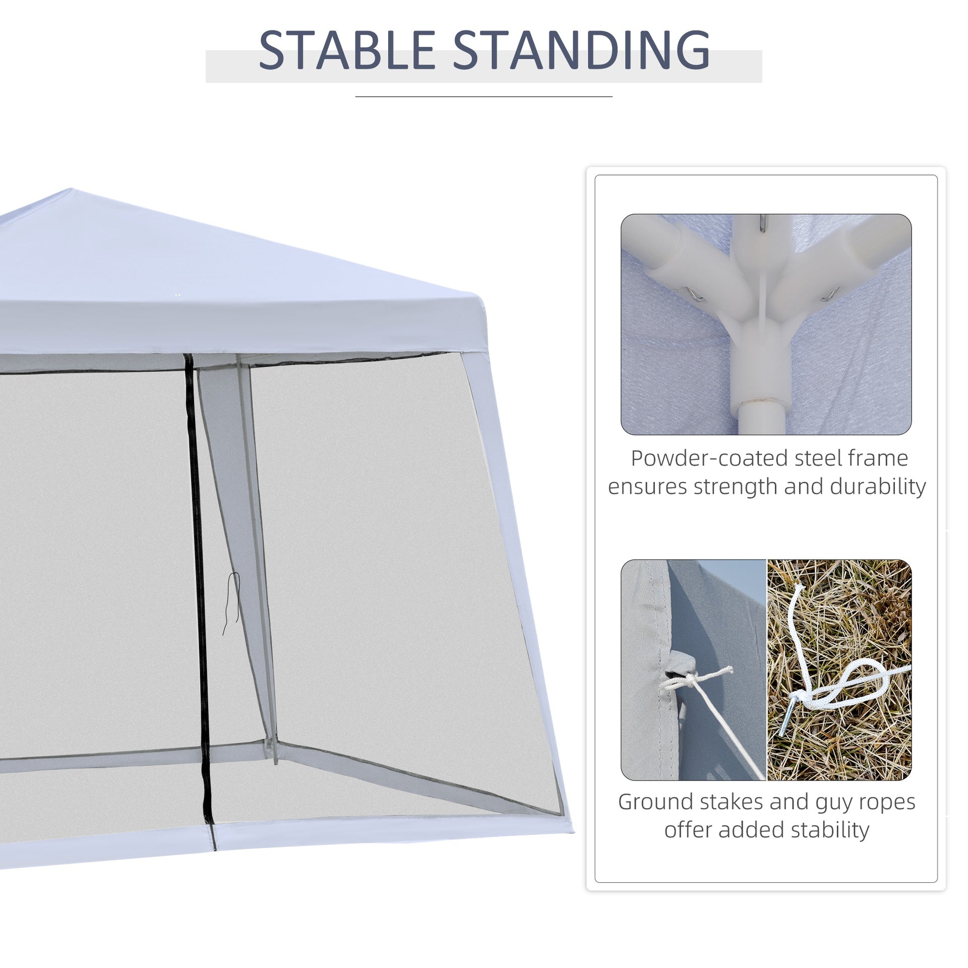 Outsunny 10'x10' Outdoor Canopy Tent, Slant Leg Sun Shelter with Mesh Sidewalls, Patio Tents for Parties, Grey