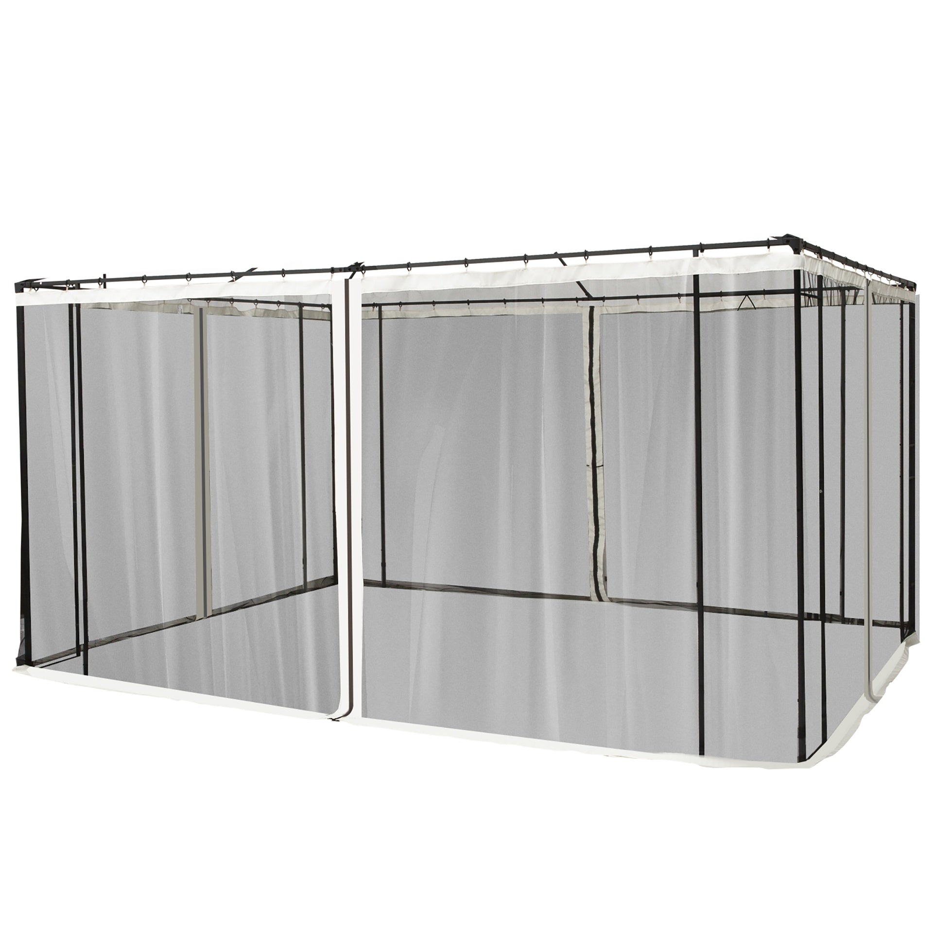 Outsunny 10' x 12' Universal Replacement Mesh Sidewall Netting for Patio Gazebos and Canopy Tents with Zippers, (Sidewall Only), Beige