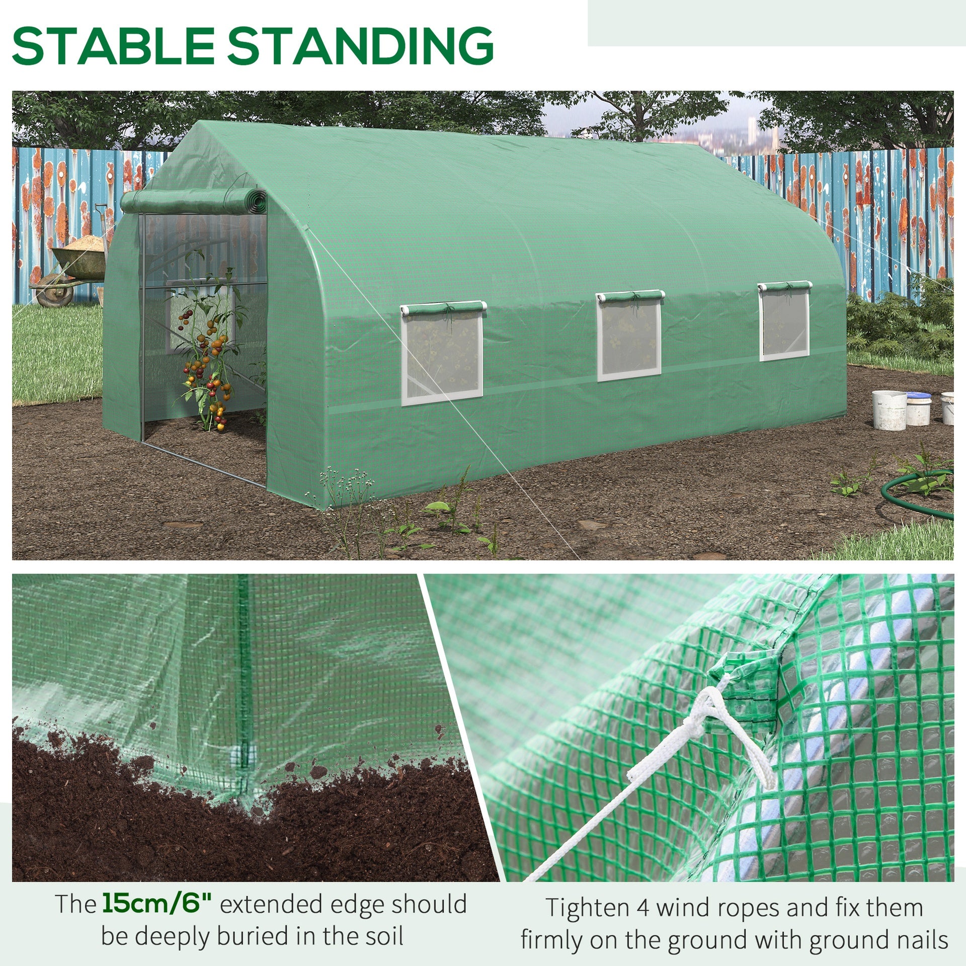 Outsunny 11.5' x 10' x 7' Walk-in Greenhouse, Tunnel Green House with Zippered Mesh Door and 6 Mesh Windows, Gardening Plant Hot House with Galvanized Steel Frame, Green