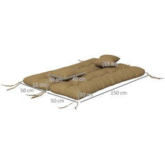 Outsunny Tufted Bench Cushions & Throw Pillows, 4 Piece Swing Cushion Set, Indoor/Outdoor Replacement Bench Seat Pad, Back Cushion & 2 Pillows for Outdoor Furniture, Tan