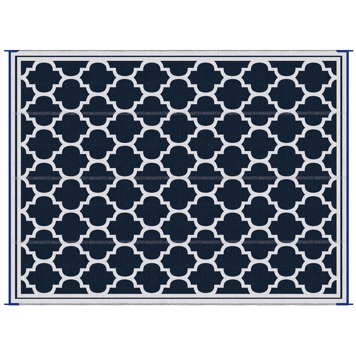 Outsunny Reversible Outdoor Rug Carpet, 9' x 18' Waterproof Plastic Straw Rug, Portable RV Camping Rugs with Carry Bag, Large Floor Mat for Backyard, Deck, Picnic, Beach, Blue & White