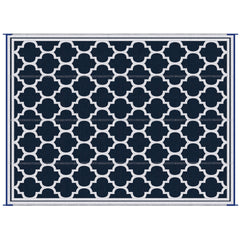 Outsunny Reversible Outdoor Rug Carpet, 9' x 18' Waterproof Plastic Straw Rug, Portable RV Camping Rugs with Carry Bag, Large Floor Mat for Backyard, Deck, Picnic, Beach, Blue & White