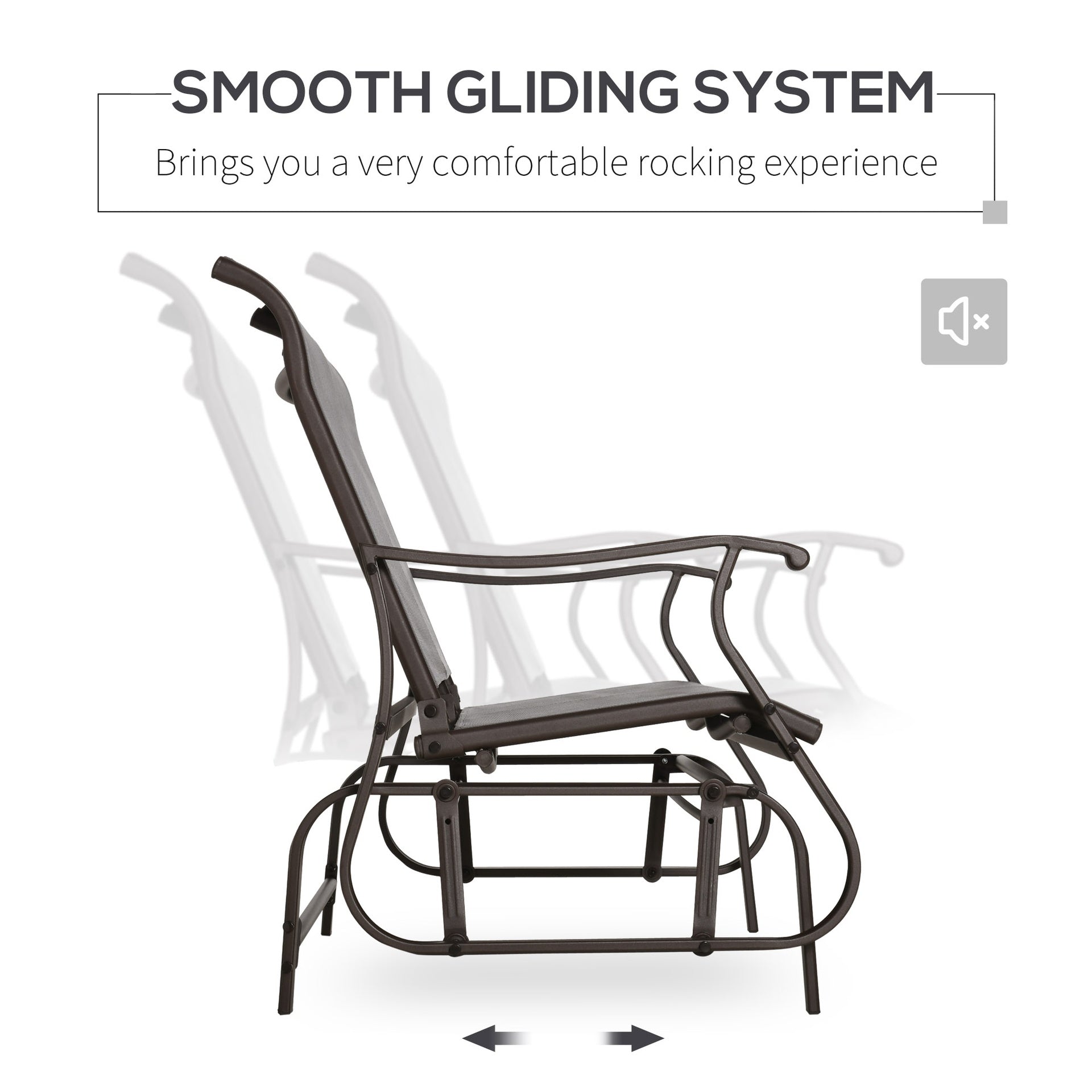 2-Person Outdoor Glider Bench，Patio Glider Loveseat Chair with Powder Coated Steel Frame，2 Seats Porch Rocking Glider for Backyard, Lawn, Garden and Porch, Mixed Grey