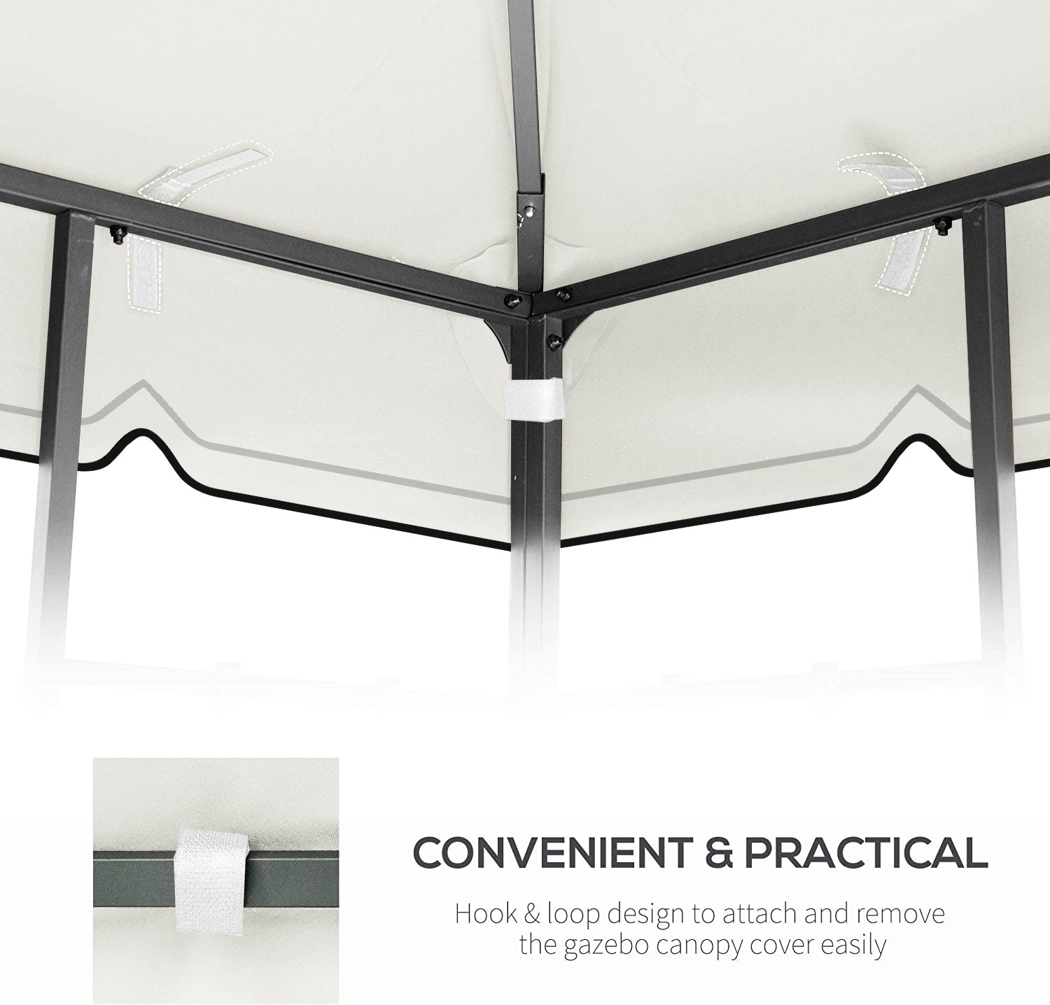 10x10 Ft Outdoor Patio Gazebo Replacement Canopy,Double Tiered Gazebo Tent Roof Top Cover Only Great Wall border(Frame Not Include)-Beige