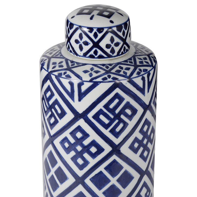 D6.3x13.8" Valora Blue and White Cylinder Jar