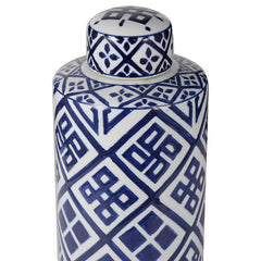 D6.3x13.8" Valora Blue and White Cylinder Jar